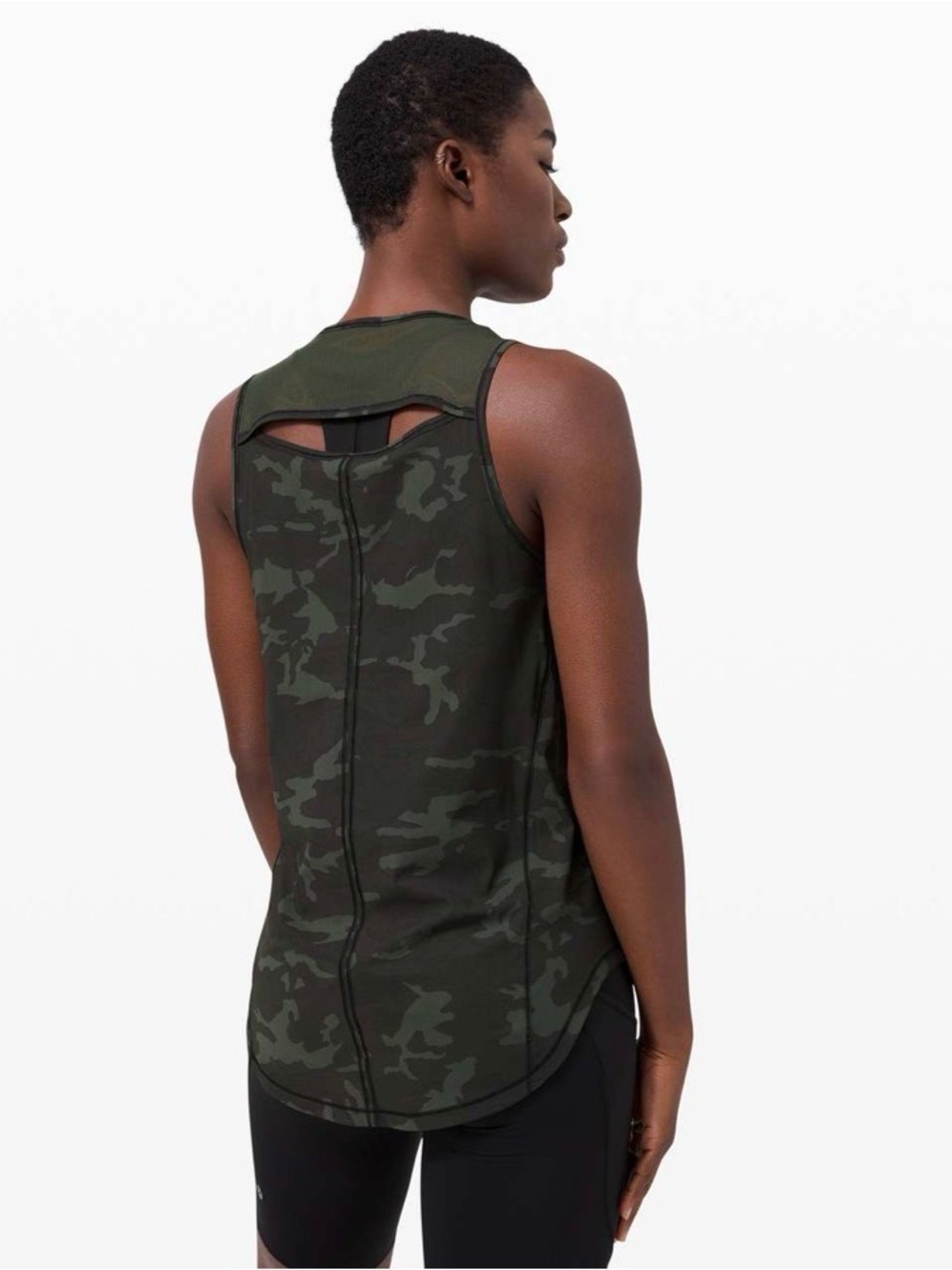 VGUC Lululemon Sculpt Tank Incognito Camo Multi Gator Green